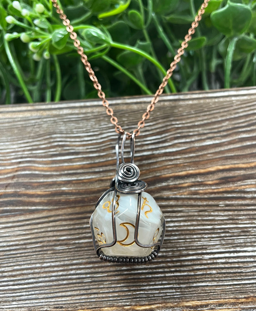 Astrological Random Color Wire Wrapped D12 Dice Pendant