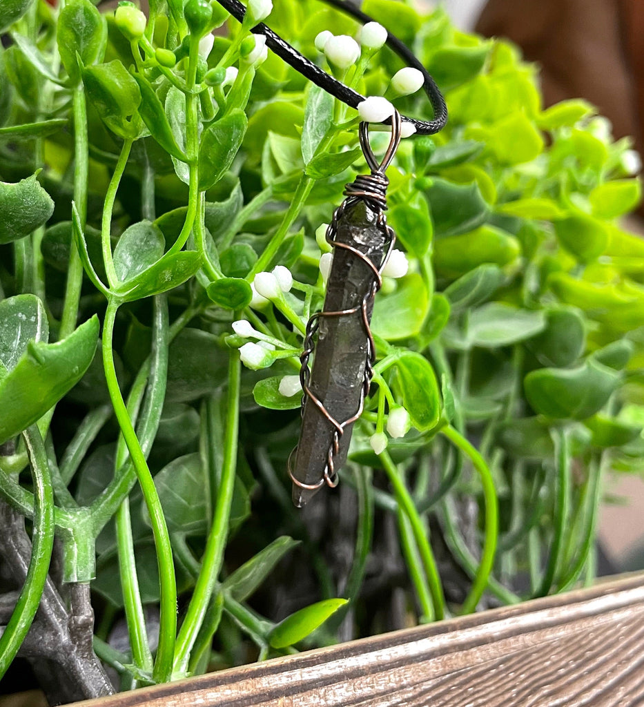 Wire Wrapped Smoky Quartz Crystal Gemstone Pendant