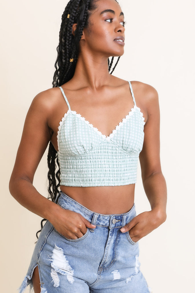 Gingham Smocked Bralette