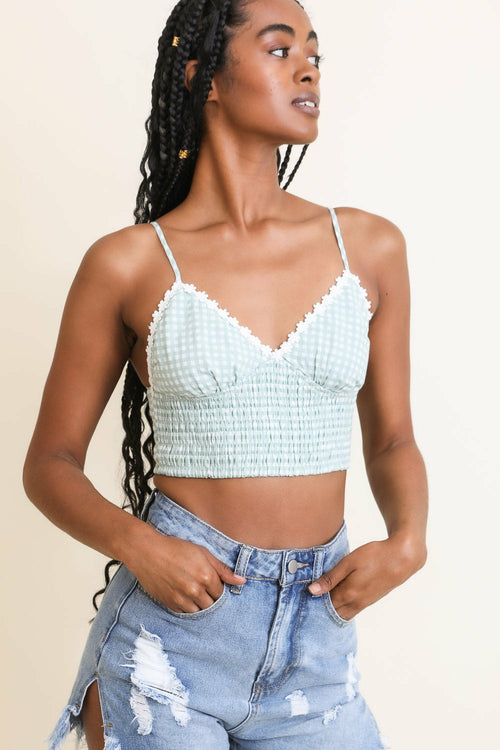 Gingham Smocked Bralette