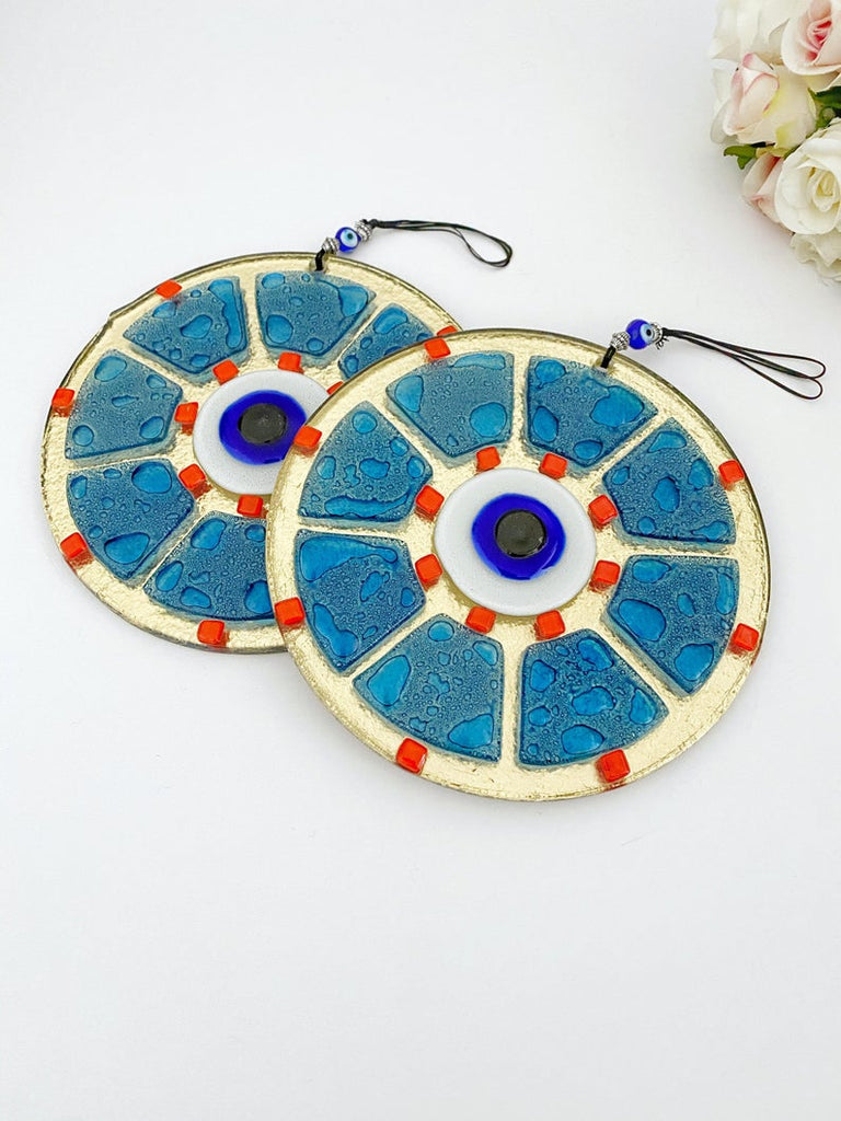 Handmade Glass Evil Eye Bead, Evil Eye Wall Hanging, Blue Evil Eye