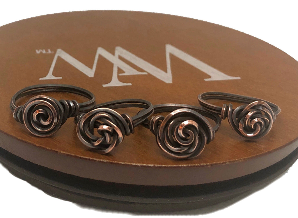 Wire Wrapped Copper Rose Ring