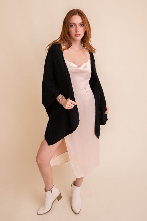 Ridged Rib Knit Ruana – Stylish Layering Wrap