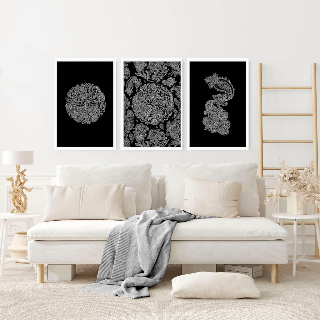 Wall art bohemian | set of 3 framed wall art prints