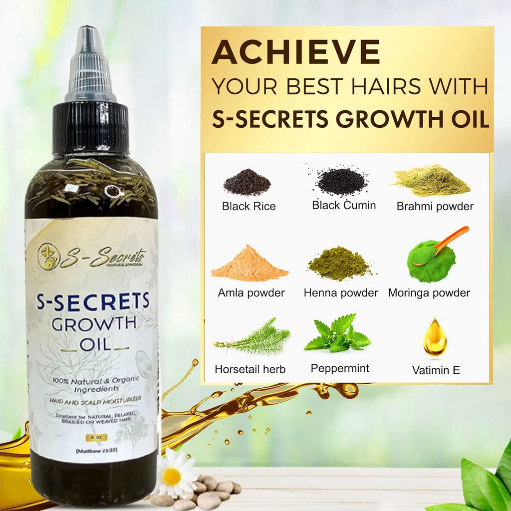 S-Secrets Scalp Stimulator Hair Growth Oil with Herbs, Biotin, and