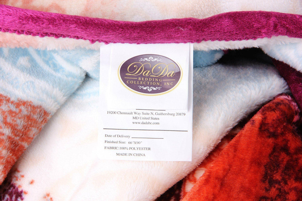 DaDa Bedding Paisley Dreams Floral Burgundy Mink Fleece Flannel Throw