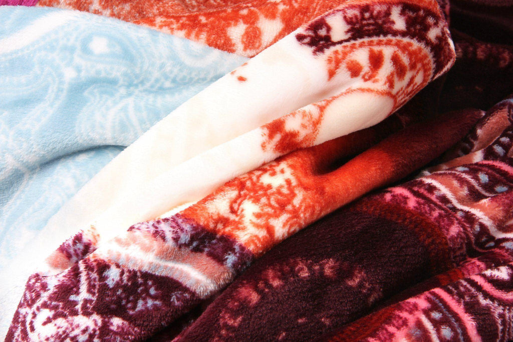 DaDa Bedding Paisley Dreams Floral Burgundy Mink Fleece Flannel Throw