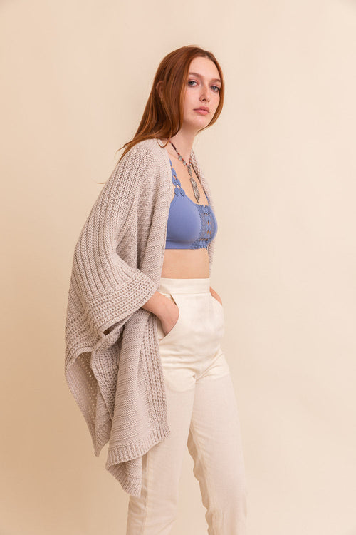 Ridged Rib Knit Ruana – Stylish Layering Wrap