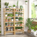 6 Tier Adjustable Bamboo Bookshelf: Tall Shallow Natural
