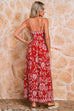 Red Floral Print Spaghetti Strap Empire Waist Maxi