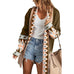 Aztec Print Open Front Knitted Cardigan