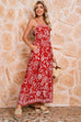 Red Floral Print Spaghetti Strap Empire Waist Maxi
