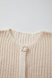 White Solid Textured Knit Side Pockets Buttoned Sweater Vest