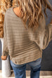 Ribbed Knit Reverse Seam 3/4 Sleeve Sweater