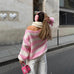 Loose Striped Pullover Sweater - Fashion Versatile Long-sleeved