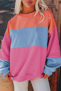 Meadow Mauve Colorblock Patchwork Drop Shoulder Sweatshirt - Essential Retail Store