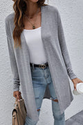 High Rise Solid Color Open Front Lightweight Cardigan - Essential Retail Store