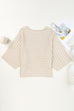Ribbed Knit Reverse Seam 3/4 Sleeve Sweater
