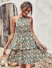 Summer Printed Halter Dress Fashion Boho Backless Ruffled A-Line Beach