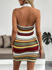 Multi-Color Striped Halter Neck : Knit Sweater Dress