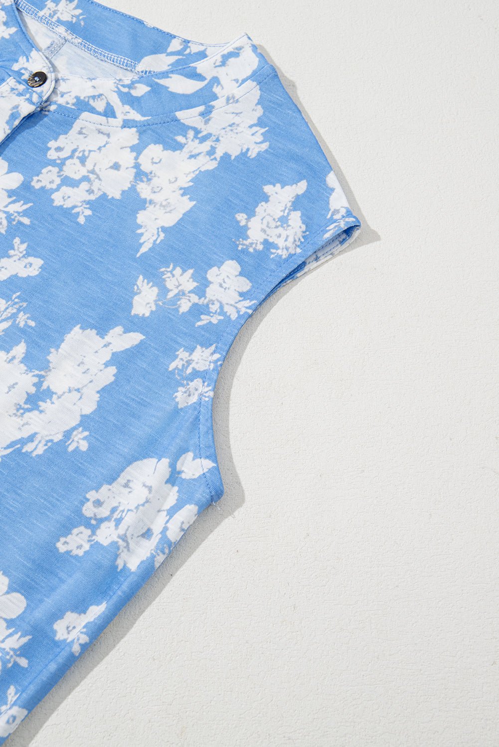 Myosotis Floral Print Half Button Wide Leg Relaxed Sleeveless Jumpsuit - Essential Retail Store