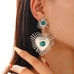 Bohemian Sunflower Heart-shaped Earrings With Rhinestone Exaggerated