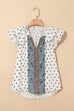 Aria Boho Pattern Ruffled Sleeve V Neck Buttoned B
