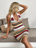 Multi-Color Striped Halter Neck : Knit Sweater Dress