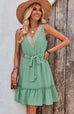 V-neck ruffled hem dress