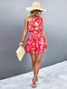 Womens Summer One Shoulder Flowy Short Dresses
