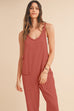 Side Pockets Pants Sleeveless V Neck Jumpsuit