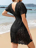 Deep v eyelet cover up dress