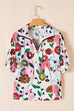 Floral Boho Shirred Bubble Viscose Stripe Blouse