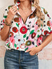 Floral Boho Shirred Bubble Viscose Stripe Blouse