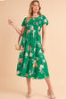 Green Tiered light weight midi dress