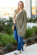 Knit Drop Shoulder Open Front Plus Size Cardigan