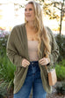 Knit Drop Shoulder Open Front Plus Size Cardigan