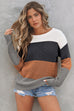 Colorblock Stripe Round Neck Pullover Sweater