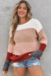Colorblock Stripe Round Neck Pullover Sweater