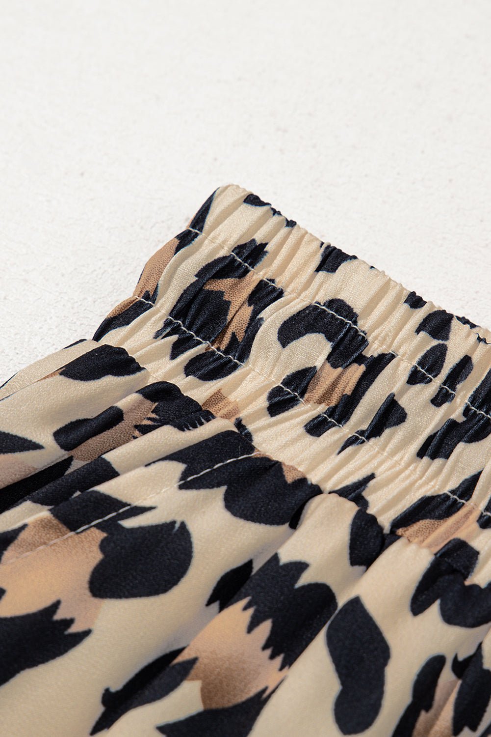 Parchment Leopard Drawstring Elastic Waistband Flowy Wide Leg Pants - Essential Retail Store