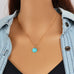 Bohemian Jewelry Gold Chain Round Turquoise Pendant Necklace Ethnic