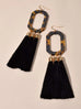 Bohemian Jewellery Leopard Acrylic Black Tassel Dangle Earring Ethnic