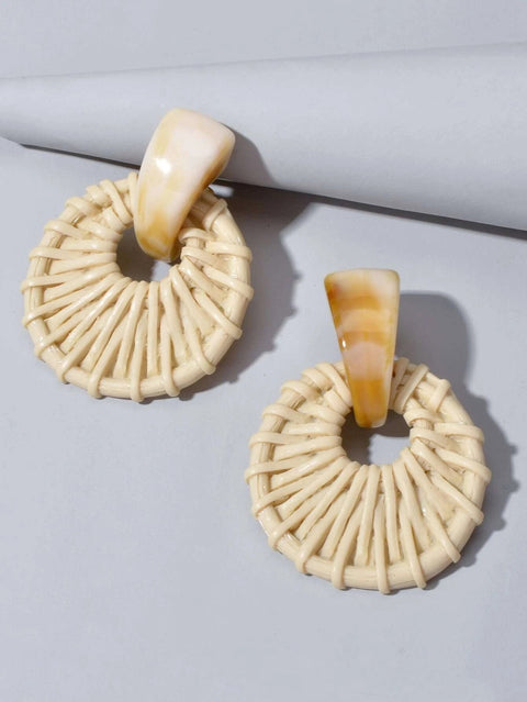 Awesome Ethnic Jewellery Bohemian Beige Weaved Geometric Pierced Stud