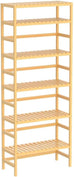 6 Tier Adjustable Bamboo Bookshelf: Tall Shallow Natural
