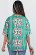 Kamiyah Boho Abstract Striped Collared V Neck Blou