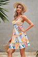 Tie Dye V Neck Sleeveless Ruffle Hem A Line Dress