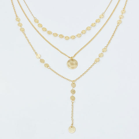 Disc Drop Layered Necklace