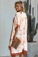 Orange Bohemian Print Open Front Loose Kimono Beach Cover up