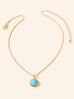 Bohemian Jewelry Gold Chain Round Turquoise Pendant Necklace Ethnic