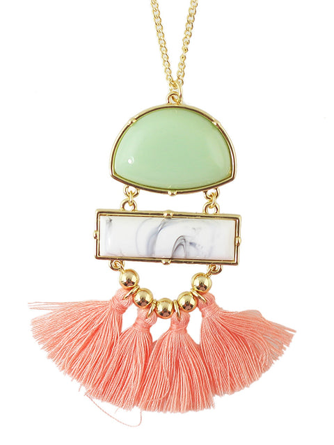 Ethnic Jewellery Bohemian Long Gold Chain Geometric Charm Tassel